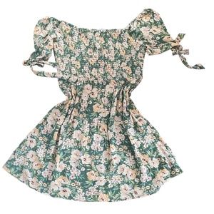 American Eagle Smocked Green Floral Dress